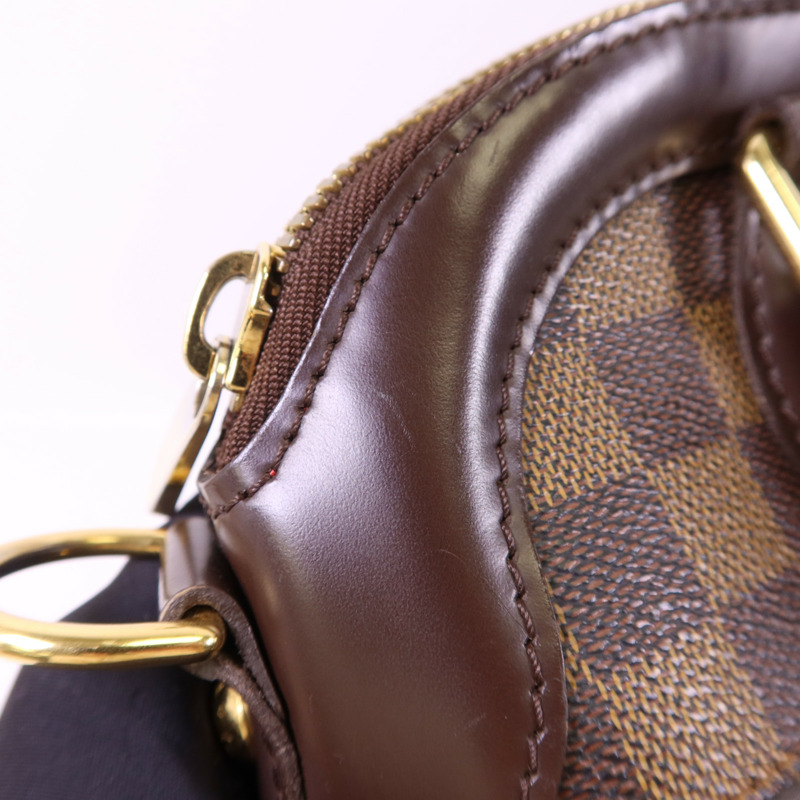 LOUIS VUITTON Damier Trevi PM金扣手挽肩背兩用袋棕色-15