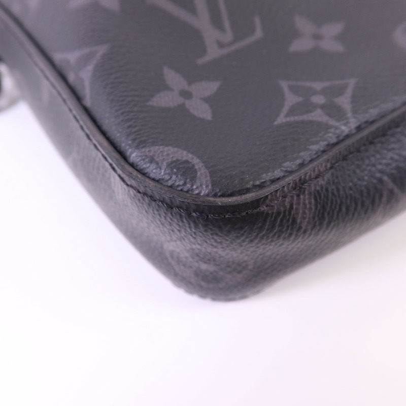 LOUIS VUITTON Monogram Eclipse Reverse Trio Messenger銀扣肩背袋灰色-12