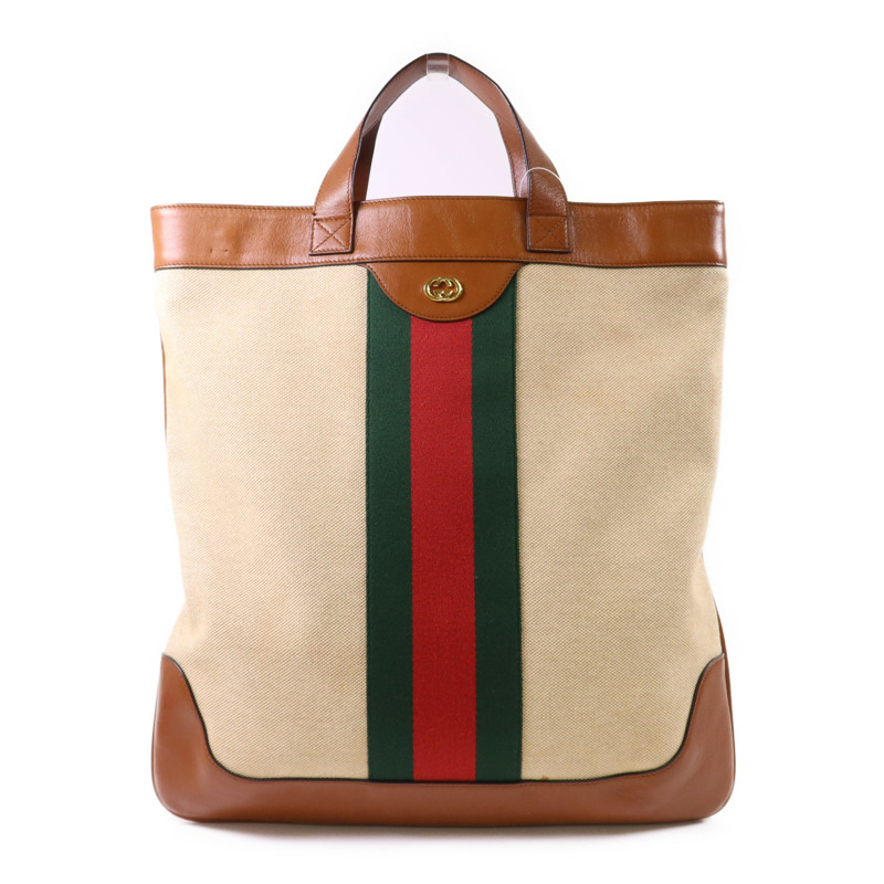 GUCCI 帆布Sherry Line Vintage Tote Bag金扣手挽肩背兩用袋-1