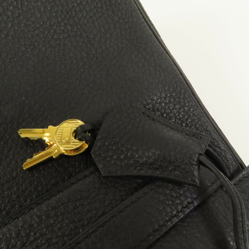 HERMES Togo皮革Kelly 28金扣手挽肩背兩用袋Noir-7