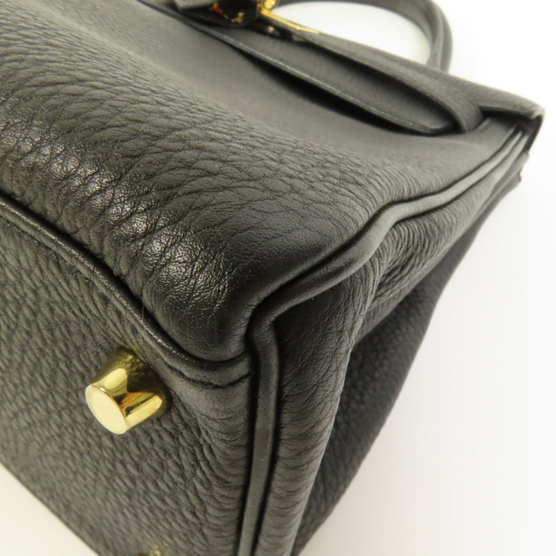 HERMES Togo皮革Kelly 28金扣手挽肩背兩用袋Noir-14