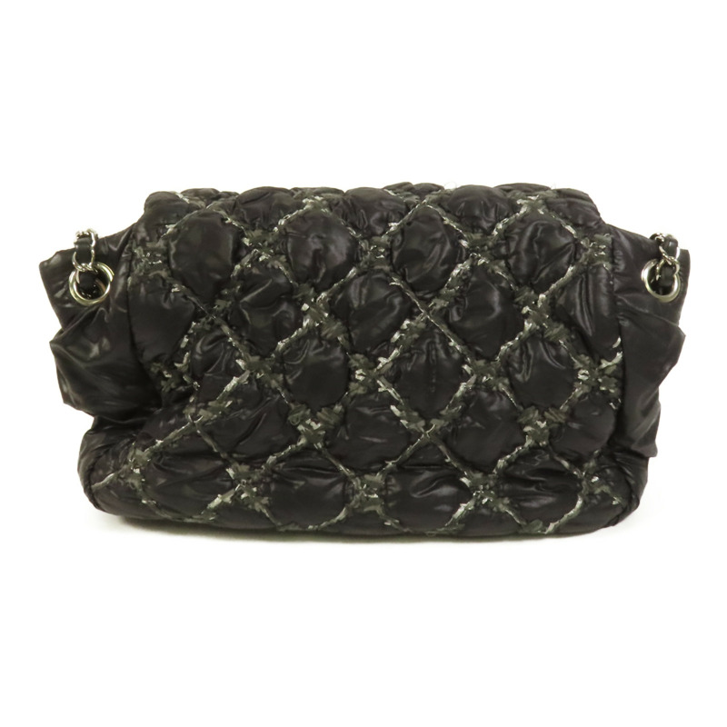 CHANEL 尼龍Chain Shoulder銀扣鏈帶肩背袋-1