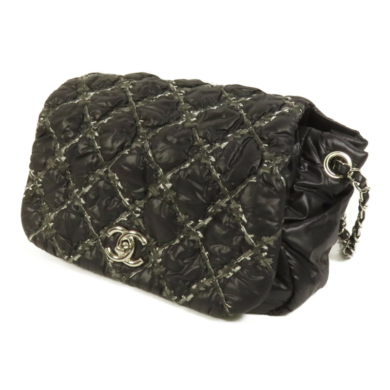 CHANEL 尼龍Chain Shoulder銀扣鏈帶肩背袋-2