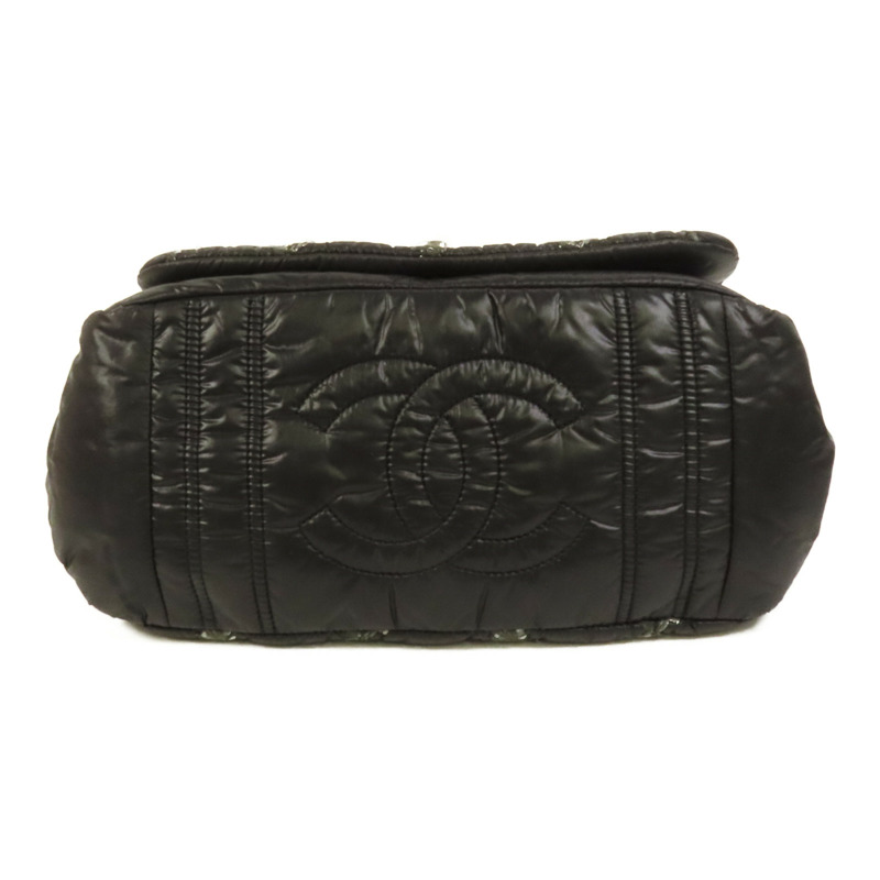 CHANEL 尼龍Chain Shoulder銀扣鏈帶肩背袋-3