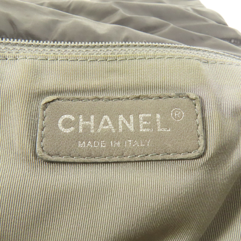 CHANEL 尼龍Chain Shoulder銀扣鏈帶肩背袋-6