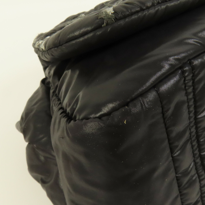 CHANEL 尼龍Chain Shoulder銀扣鏈帶肩背袋-9