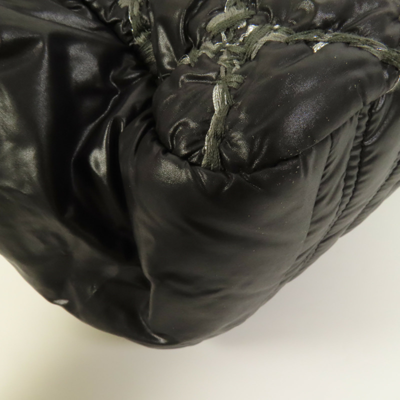 CHANEL 尼龍Chain Shoulder銀扣鏈帶肩背袋-11