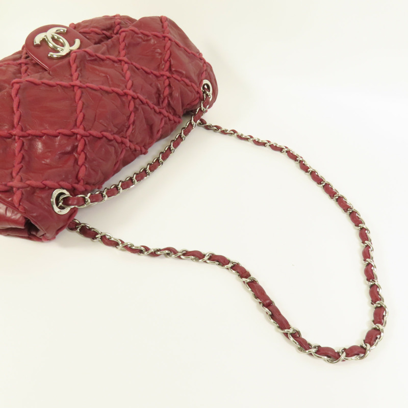 CHANEL 牛皮皮革Chain Shoulder銀扣鏈帶肩背袋-4