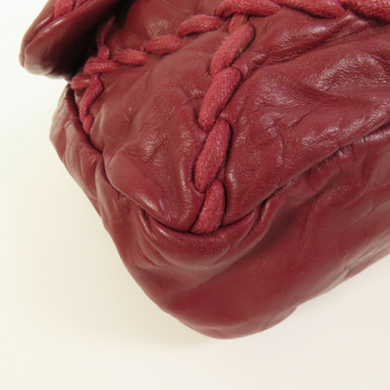 CHANEL 牛皮皮革Chain Shoulder銀扣鏈帶肩背袋-12