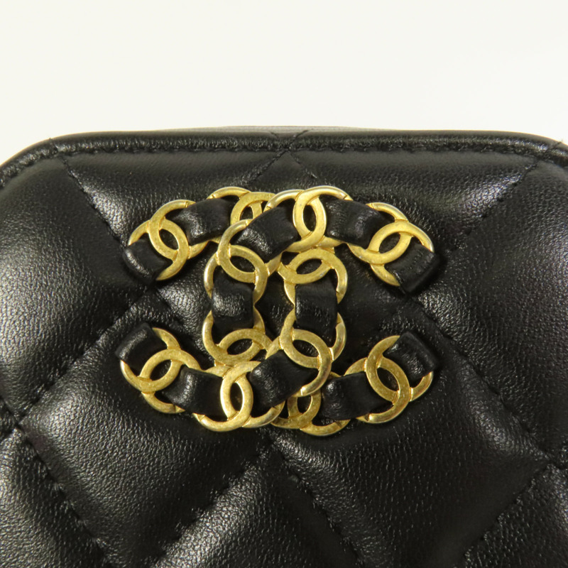 CHANEL 羊皮皮革Chain Shoulder金扣鏈帶肩背袋-5