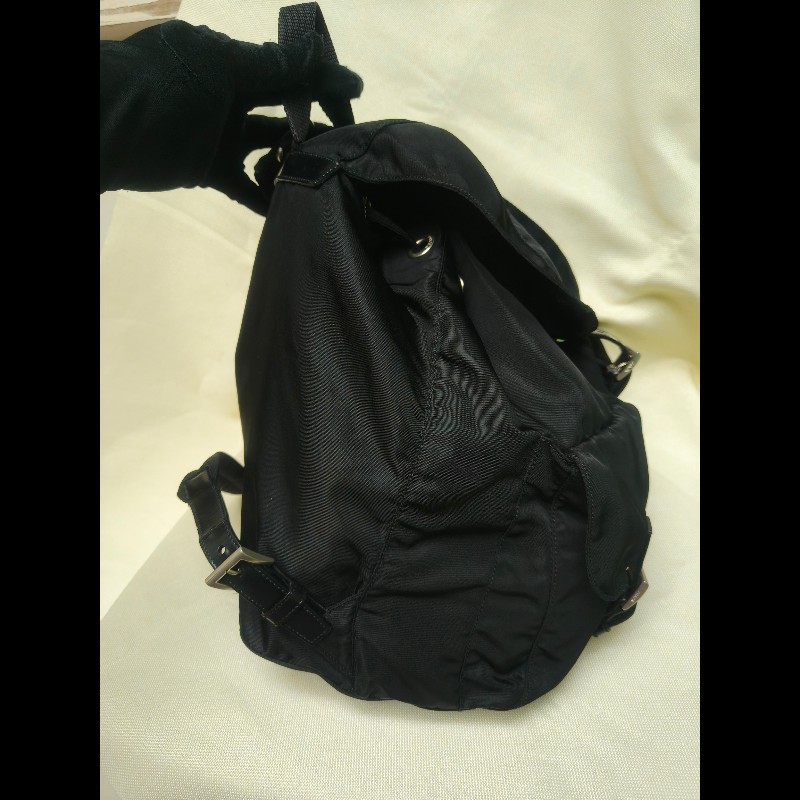 🔥年終狂降🔥【限時降價只到12/31】【8成新】㊣✨PRADA✨普拉達 黑色 帆布 皮革 口袋 中型 後背包 /二手包/二手精品🌳二手樹屋🌳-4