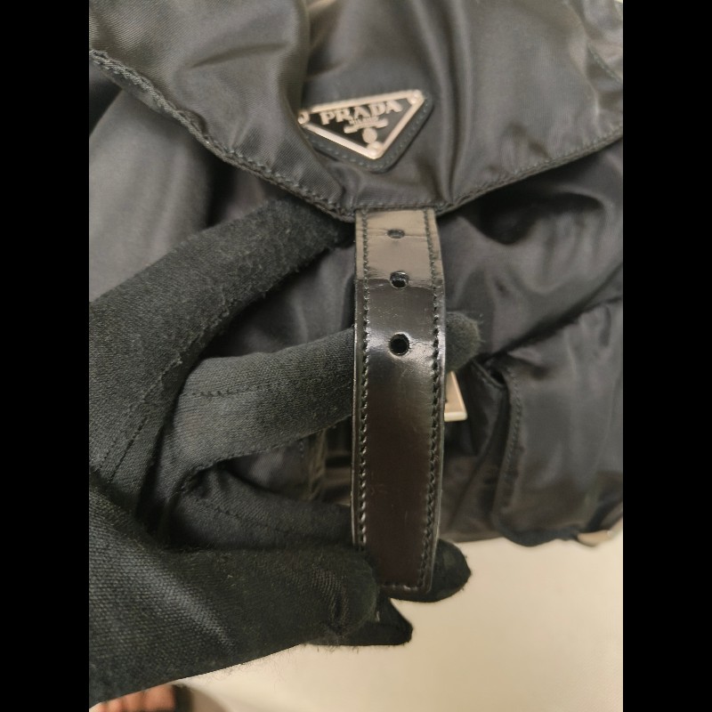 🔥年終狂降🔥【限時降價只到12/31】【8成新】㊣✨PRADA✨普拉達 黑色 帆布 皮革 口袋 中型 後背包 /二手包/二手精品🌳二手樹屋🌳-26