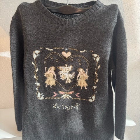 Dior深灰色小天使短版長袖上衣