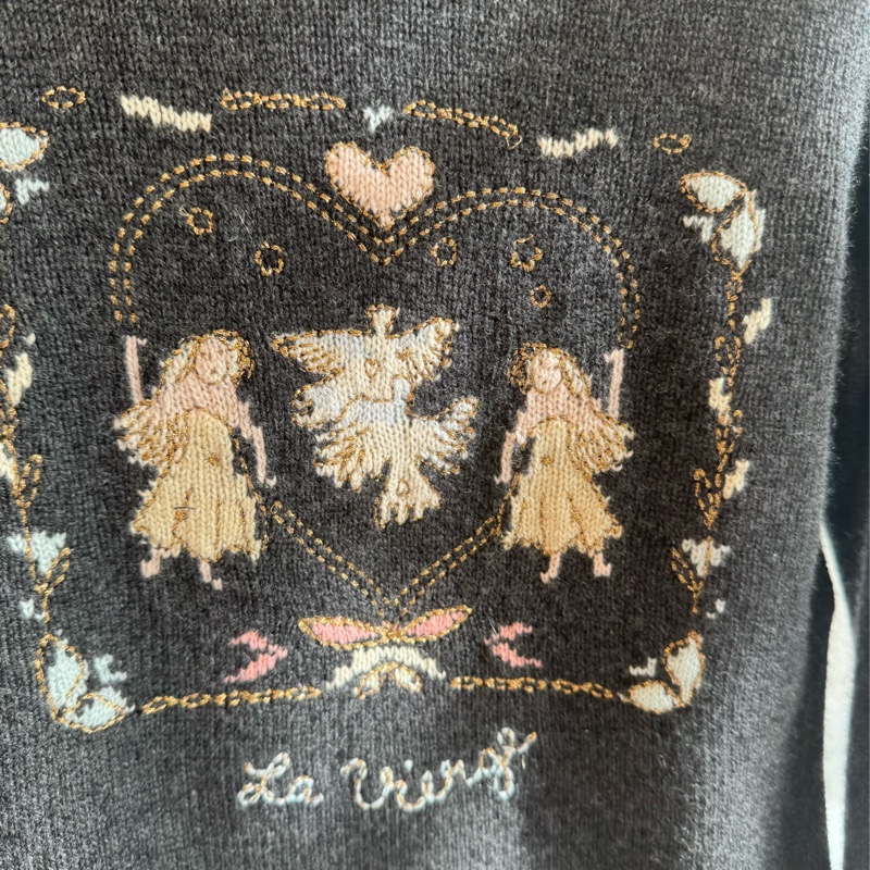 Dior深灰色小天使短版長袖上衣-1