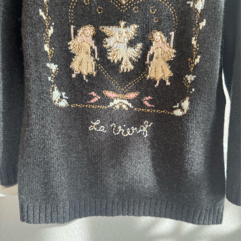 Dior深灰色小天使短版長袖上衣-3