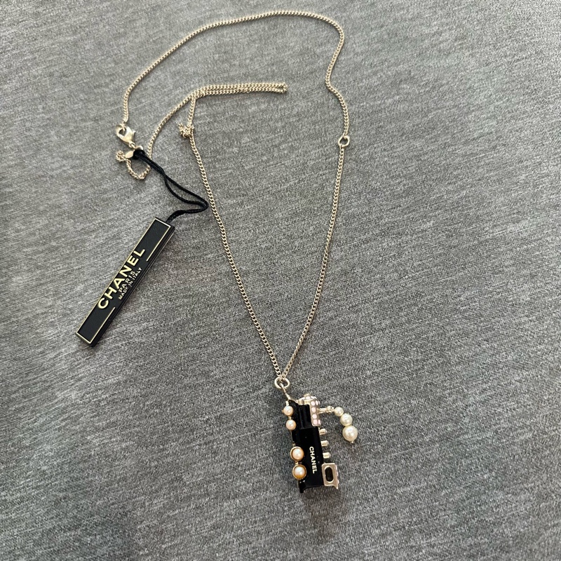 CHANEL 07C 仿珍珠黑色火車項鍊-0