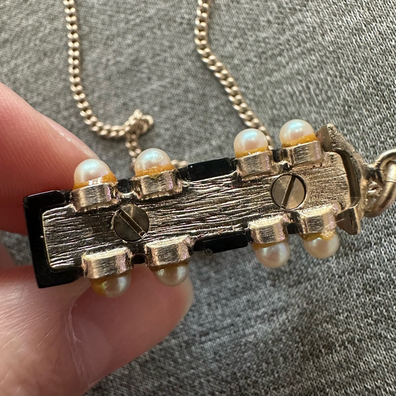 CHANEL 07C 仿珍珠黑色火車項鍊-5