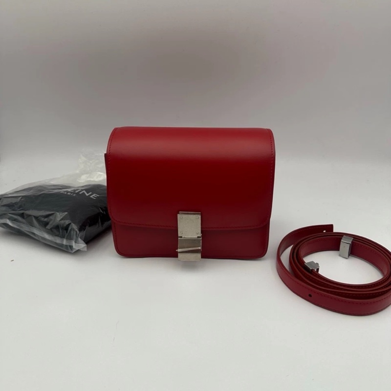 CELINE 經典 Box 單肩包，紅色-0