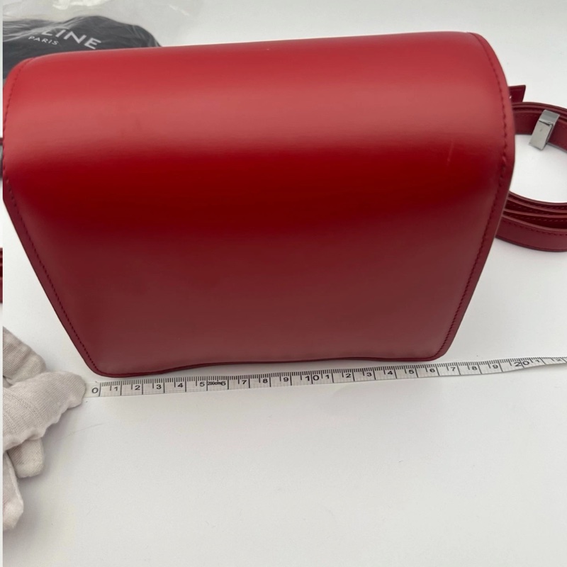 CELINE 經典 Box 單肩包，紅色-5