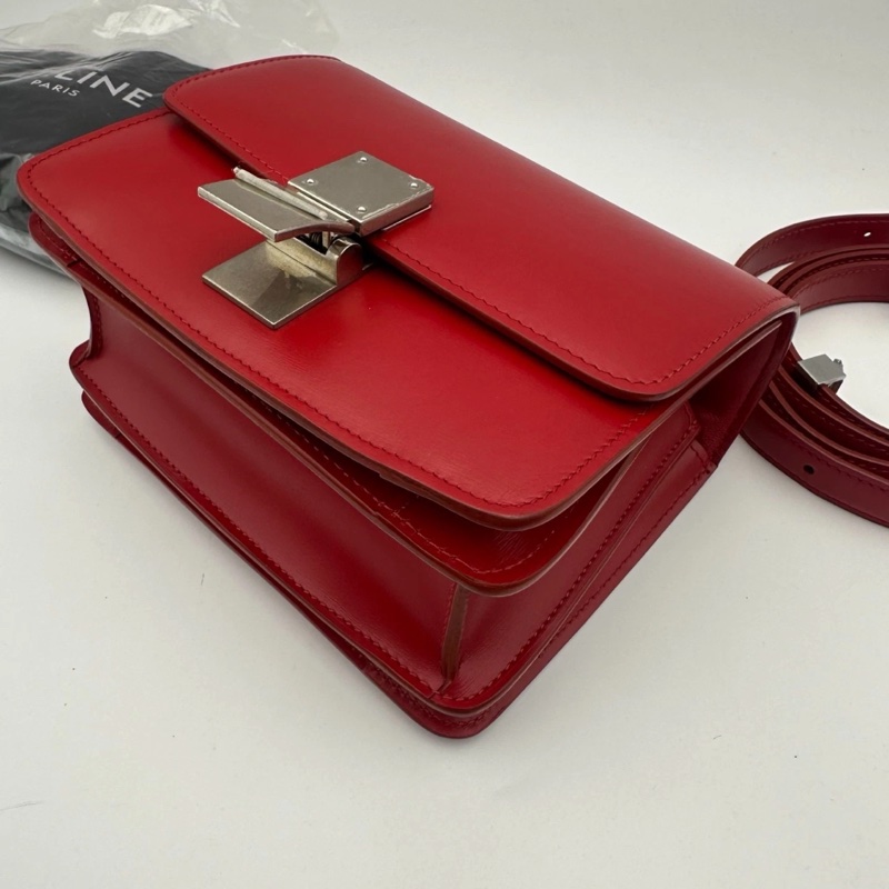 CELINE 經典 Box 單肩包，紅色-14