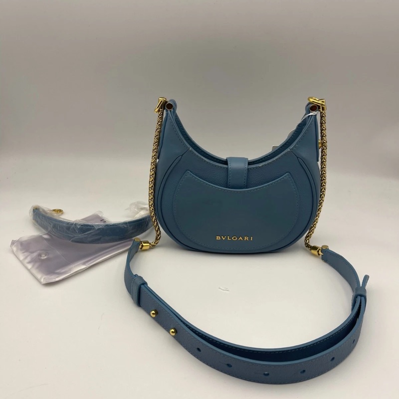 寶格麗 (BVLGARI) 藍色 Serpenti Ellipse Hobo 斜挎包 女士手提包-1