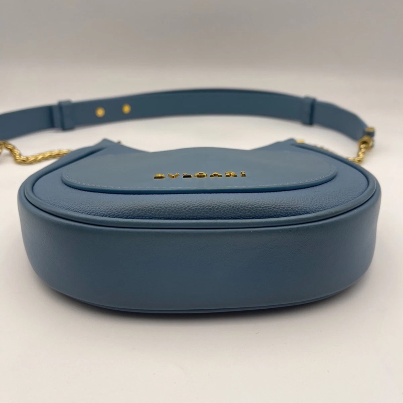 寶格麗 (BVLGARI) 藍色 Serpenti Ellipse Hobo 斜挎包 女士手提包-4