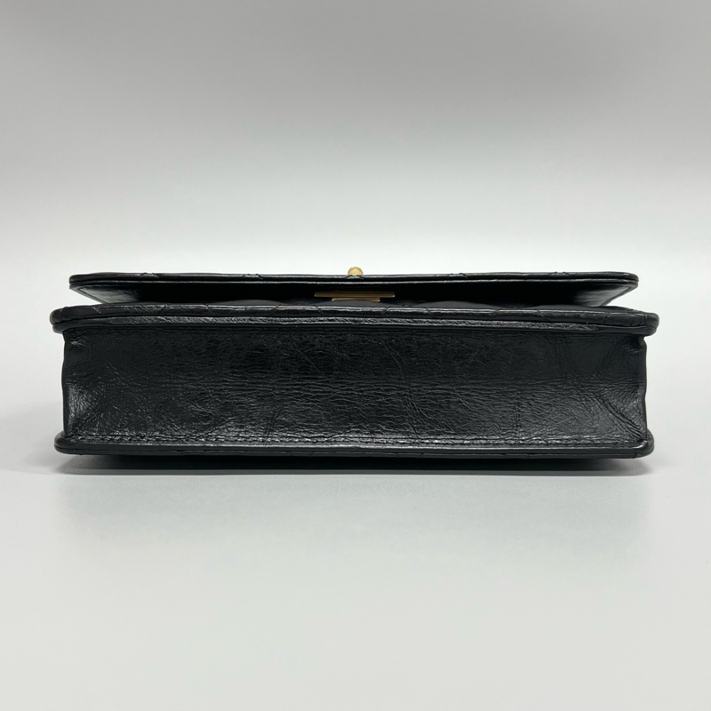 Chanel香奈兒黑金菱格油蠟皮2.55 woc鏈條包-2