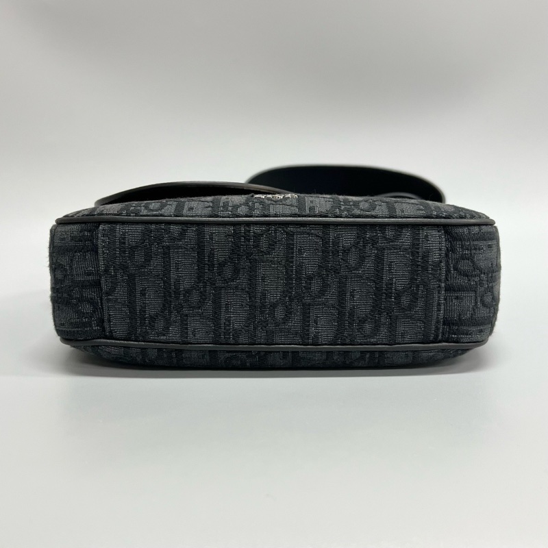 迪奧/Dior Saddle Qblique 黑色老花刺繡馬鞍包 郵差包-2