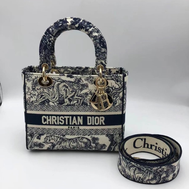 克里斯汀·迪奧 Lady D-Lite Toile de Jouy 反面刺繡兩用包-0