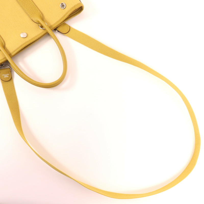 HERMES 帆布Garden File PM銀扣手挽肩背兩用袋-7