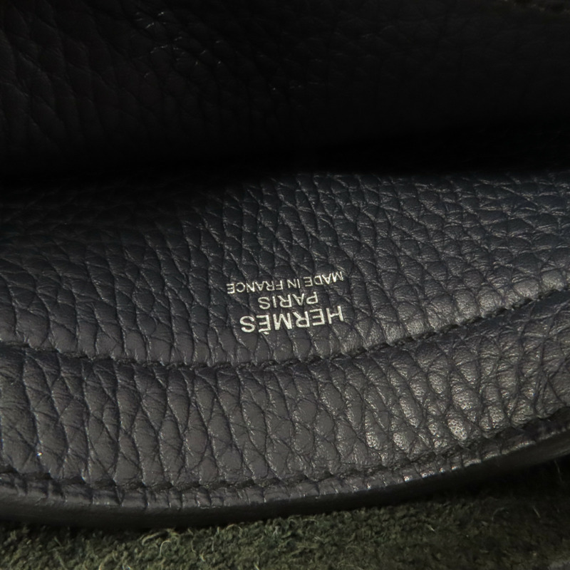 HERMES Clemence皮革Cabasellier 31肩背袋Noir Navy-6