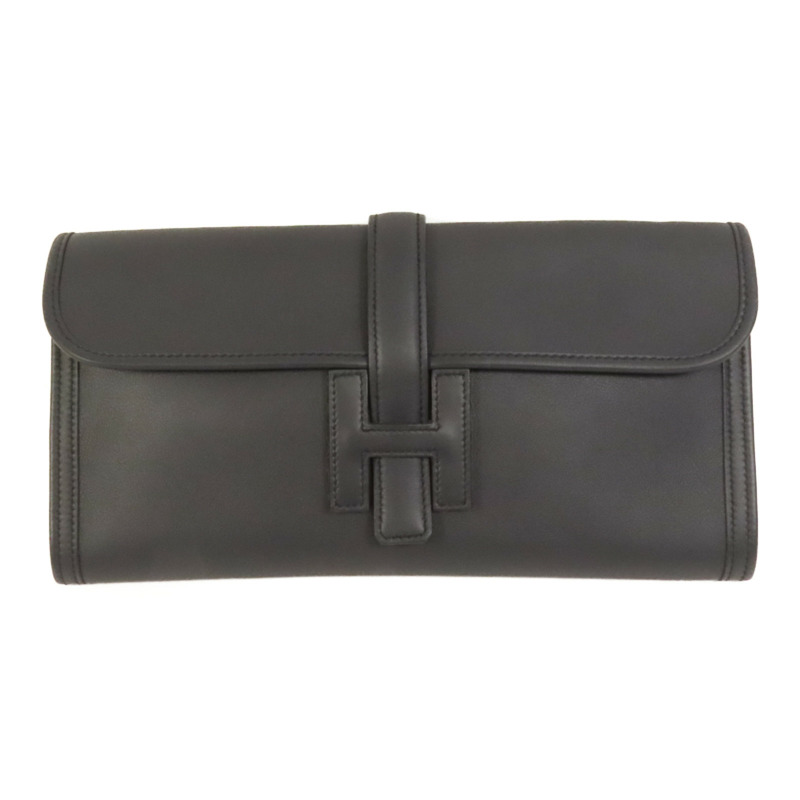 HERMES Swift皮革Jige手拿包Navy-0