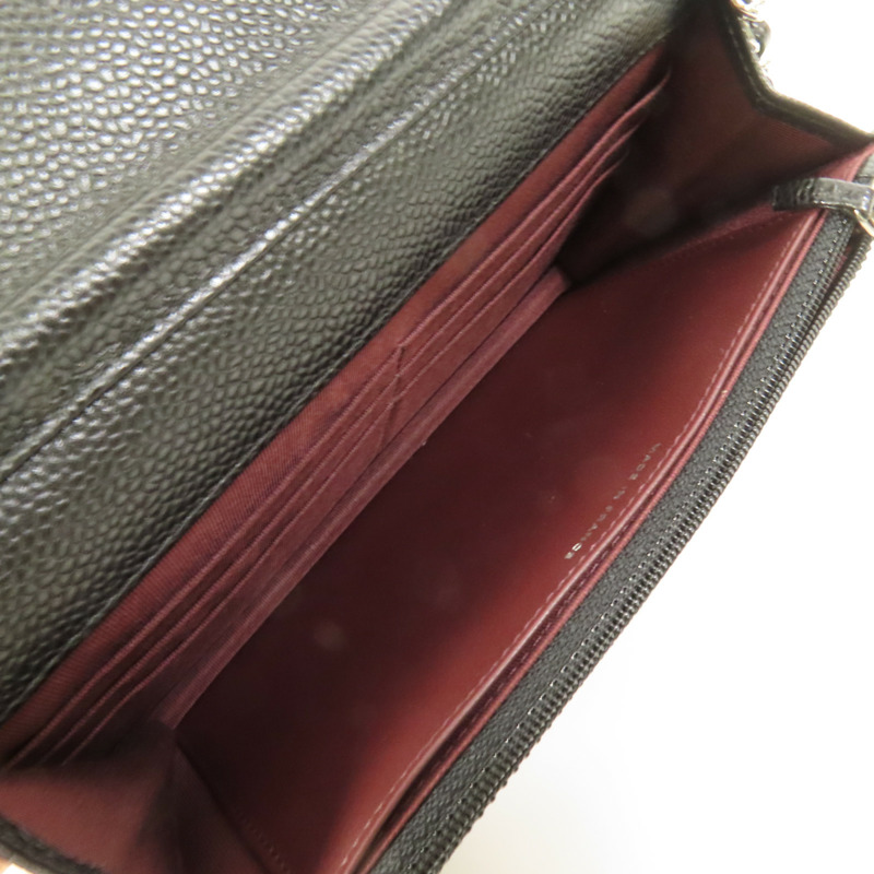 CHANEL 牛皮皮革WOC Wallet On Chain銀扣鏈帶肩背袋-4