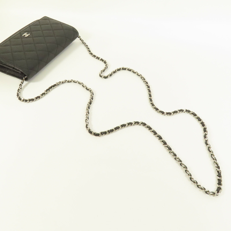 CHANEL 牛皮皮革WOC Wallet On Chain銀扣鏈帶肩背袋-5