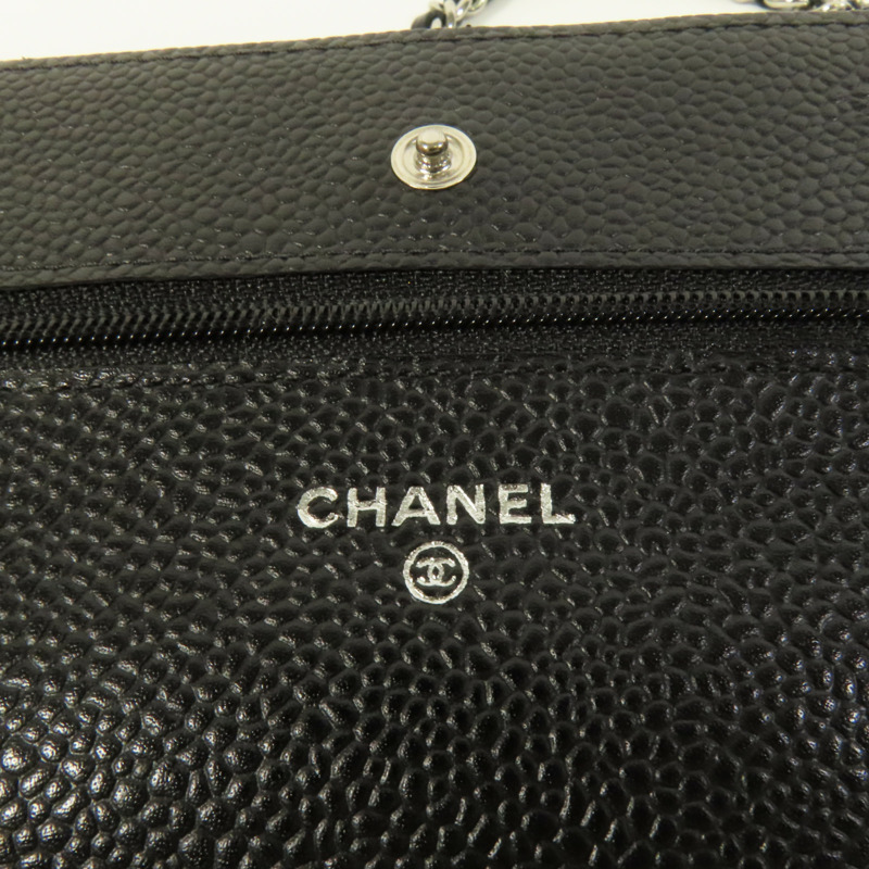 CHANEL 牛皮皮革WOC Wallet On Chain銀扣鏈帶肩背袋-7