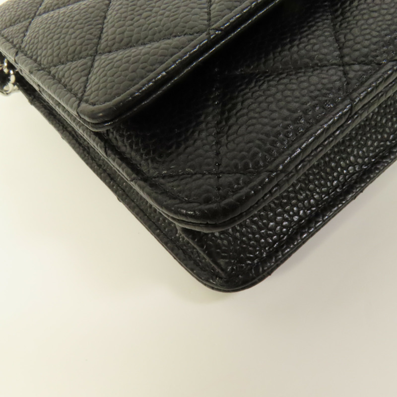 CHANEL 牛皮皮革WOC Wallet On Chain銀扣鏈帶肩背袋-12