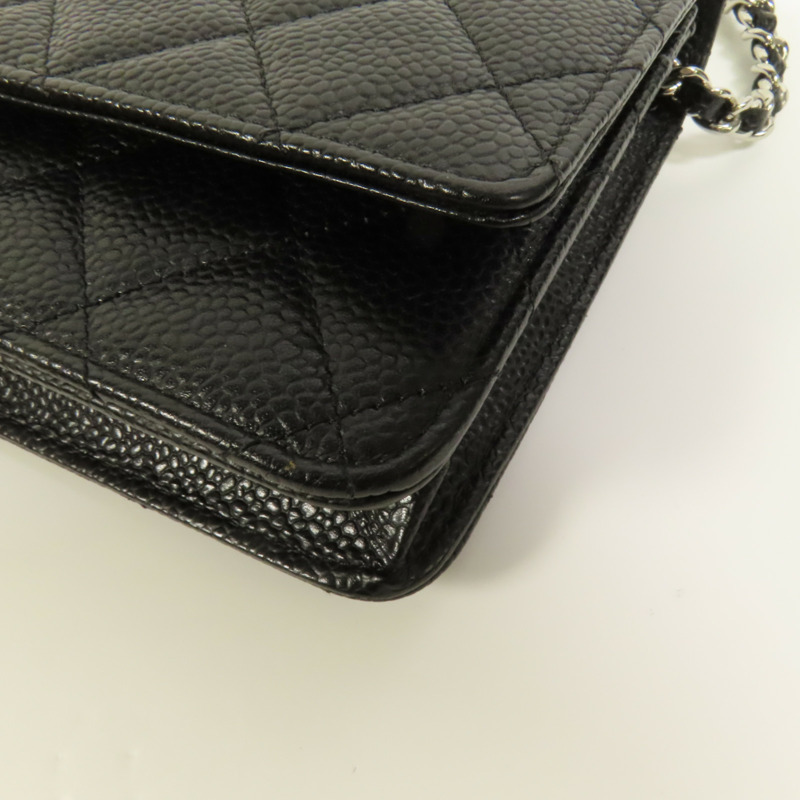 CHANEL 牛皮皮革WOC Wallet On Chain銀扣鏈帶肩背袋-15