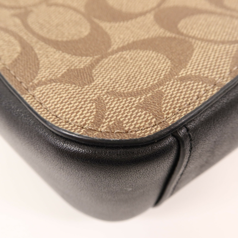 COACH 塗層帆布/皮革2 Way Shoulder金扣手挽肩背兩用袋-8