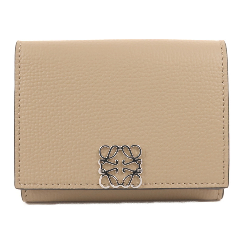 LOEWE 牛皮皮革Anagram Trifold Wallet銀扣錢包-0