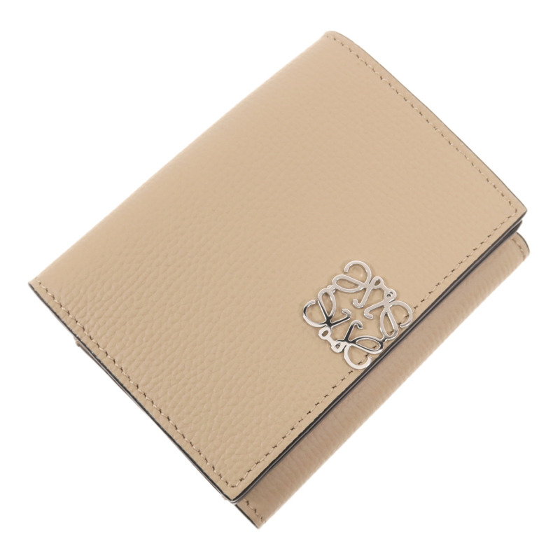 LOEWE 牛皮皮革Anagram Trifold Wallet銀扣錢包-2