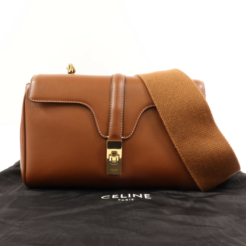 CELINE 牛皮皮革Teen Soft 16金扣肩背袋-12