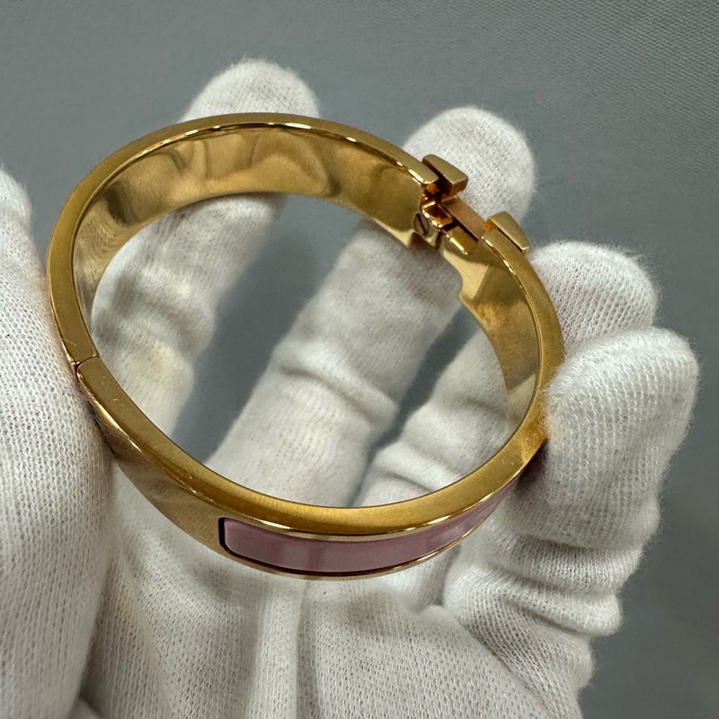 Hermes 玫瑰金色金釦H clic H PM手鐲-6