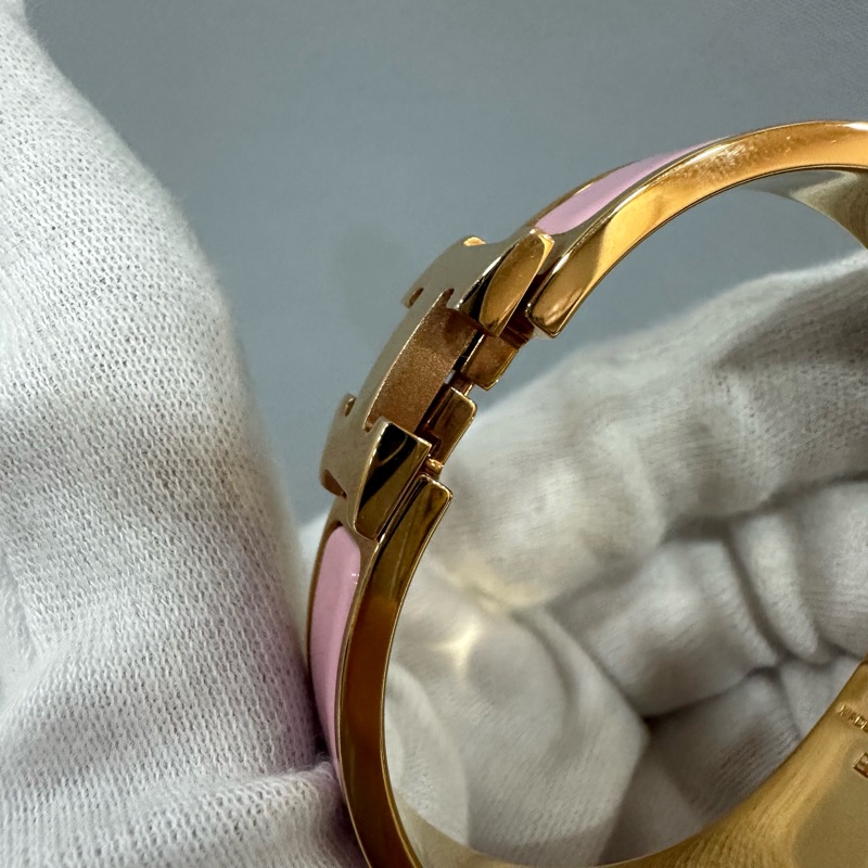 Hermes 玫瑰金色金釦H clic H PM手鐲-10