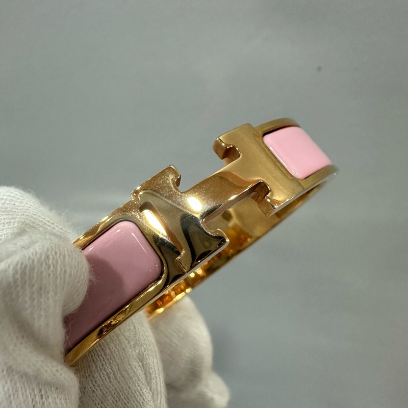 Hermes 玫瑰金色金釦H clic H PM手鐲-11