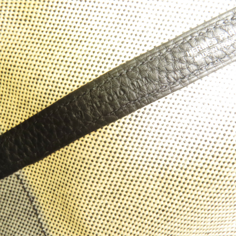 HERMES 帆布/Negonda皮革Garden Party 23銀扣手挽袋Noir-8
