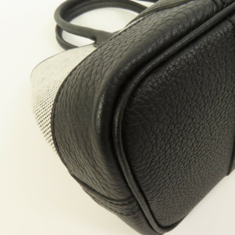HERMES 帆布/Negonda皮革Garden Party 23銀扣手挽袋Noir-11