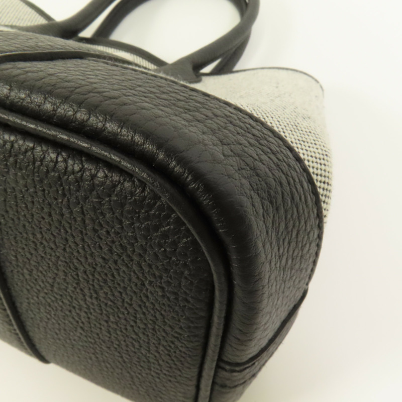 HERMES 帆布/Negonda皮革Garden Party 23銀扣手挽袋Noir-12