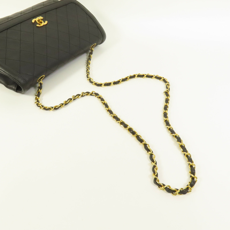 CHANEL 羊皮皮革Vintage Chain Shoulder金扣肩背袋-4