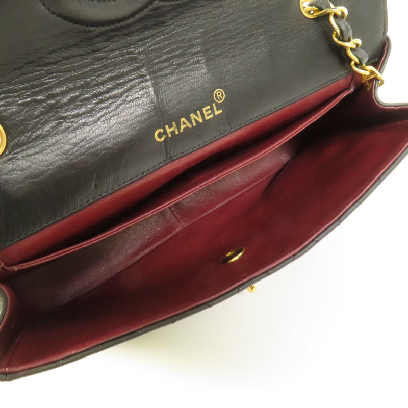 CHANEL 羊皮皮革Vintage Chain Shoulder金扣肩背袋-5