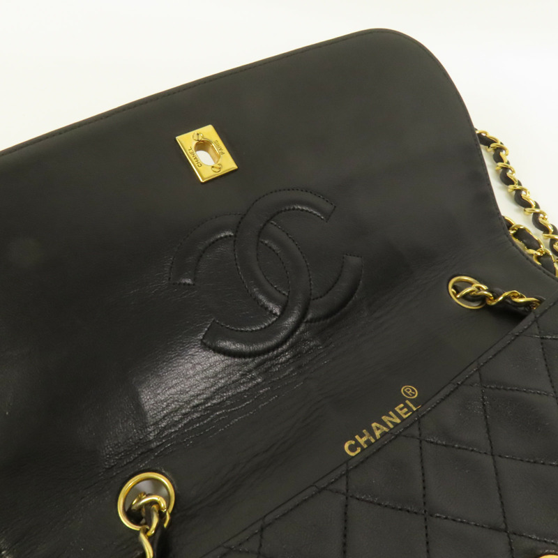 CHANEL 羊皮皮革Vintage Chain Shoulder金扣肩背袋-7